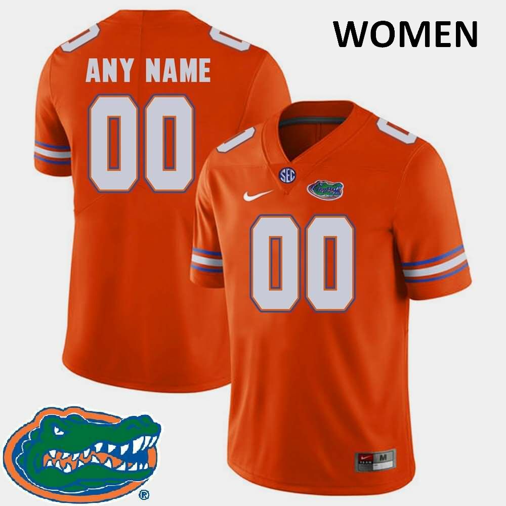 NCAA Florida Gators Customize Women's #00 Nike Orange 2018 SEC Stitched Authentic College Football Jersey YLE3064HA